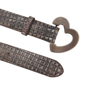 Love Moschino Heart Buckle Belt US L EU 90 Womens Silver Metallic $230
